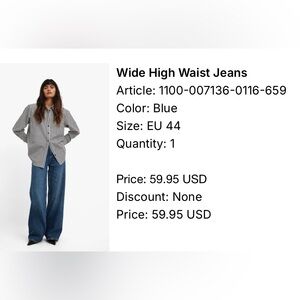 Wide High Waist Blue Jeans